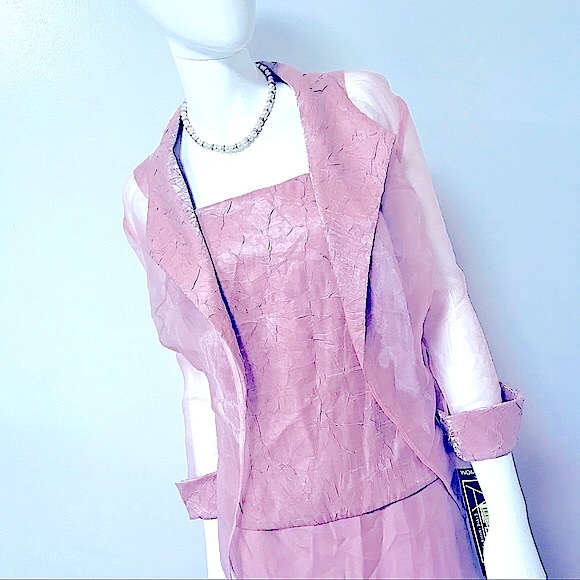 🆕2pc Elegant RoseGold Formal Dress w/Fine Jacket - Picture 3 of 16